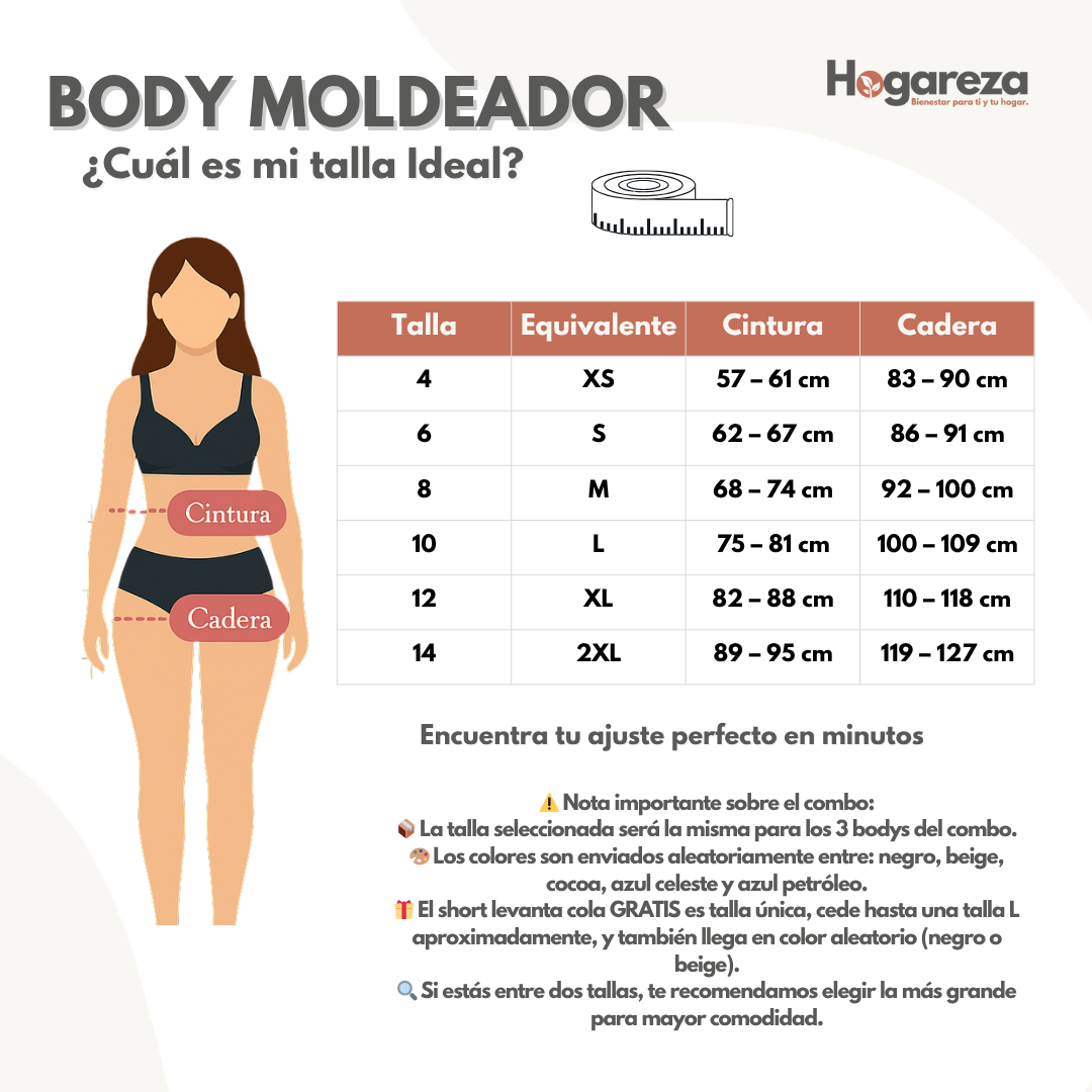 Combo 3 Body Moldeador+ Short Levanta Gluteos.