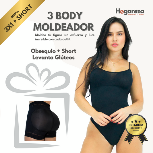 Combo 3 Body Moldeador+ Short Levanta Gluteos.