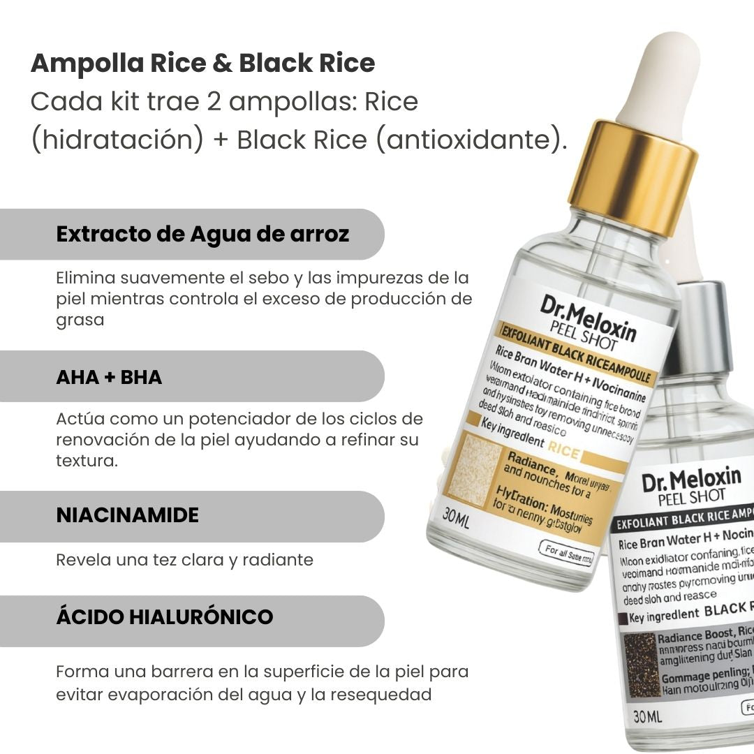 Kit x2 Ampollas Dr. Melaxin – Rice & Black Rice (30ml c/u)