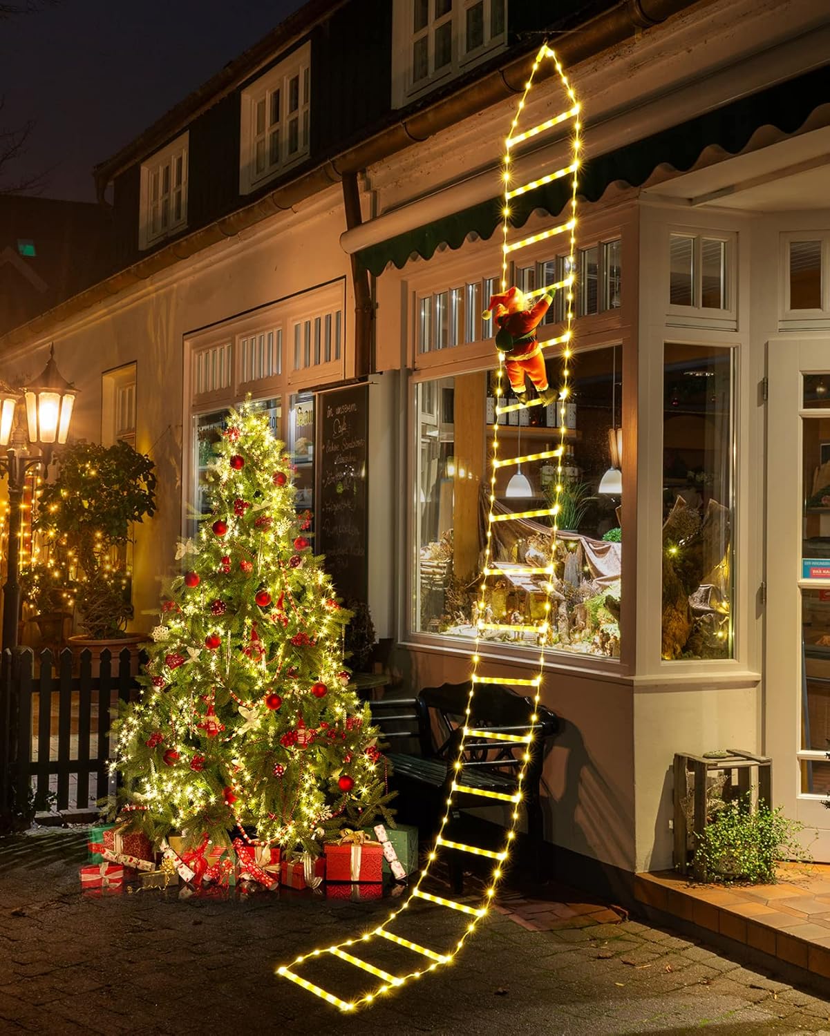 🎅✨ Papá Noel con Escalera LED 2m – La decoración que hará brillar tu Navidad