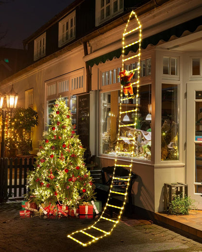 🎅✨ Papá Noel con Escalera LED 2m – La decoración que hará brillar tu Navidad
