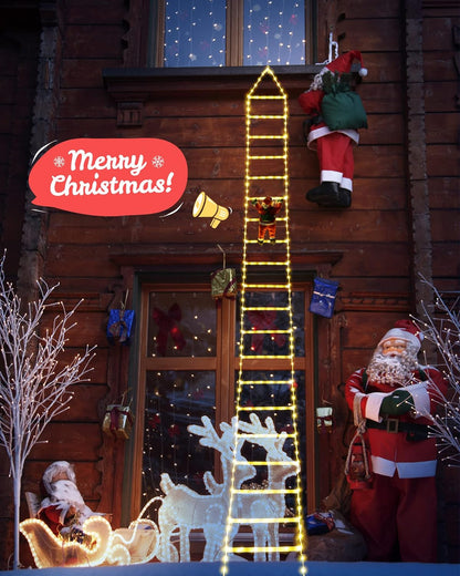 🎅✨ Papá Noel con Escalera LED 2m – La decoración que hará brillar tu Navidad